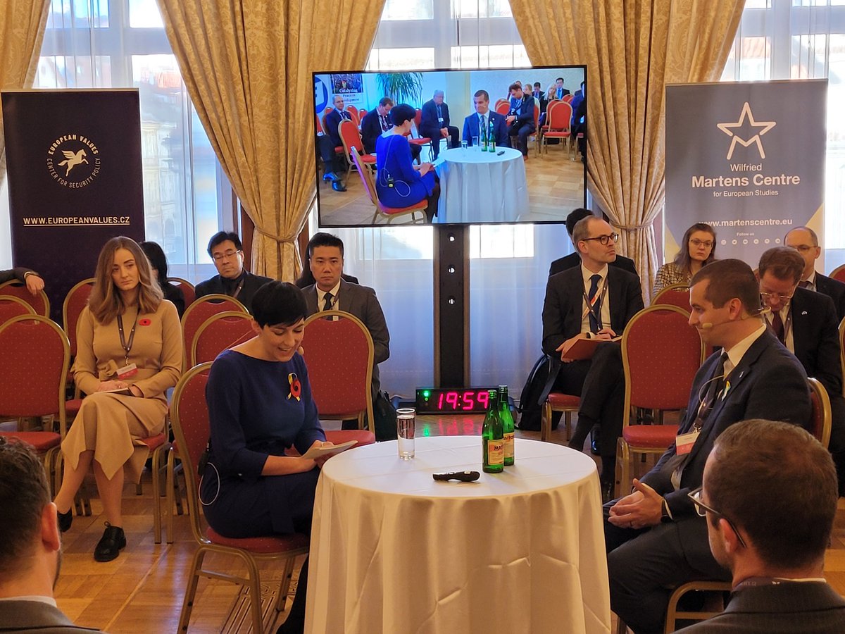 WMCESProjects's tweet photo. Enlightening opening address from @market_a as she kicks off day 2 of the #EVSummit2022 in Prague - an annual conference of @_EuropeanValues that highlights the growing problem of disinformation and malign influence in Europe - for which @MartensCentre is a proud partner https://t.co/RypX7A17nG