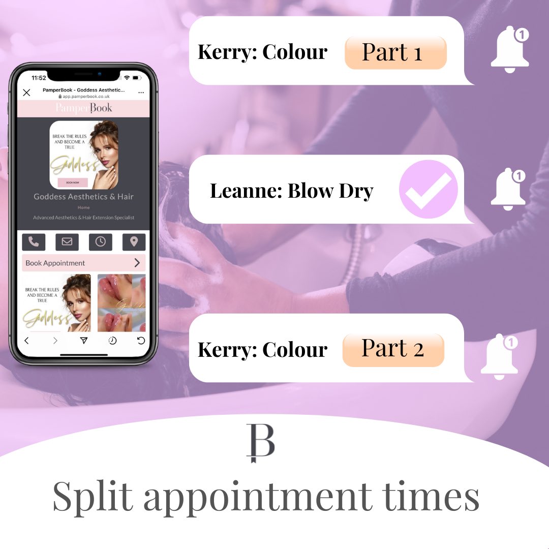 Manage your business the right way with split appointment times to fit clients in between development appointments 👌🏽

For more information, click the link in our bio 🖤

#hairdresser #nailartist #salonsoftware #beautybookingapp #beautyapp #hairsalon #pamperbook