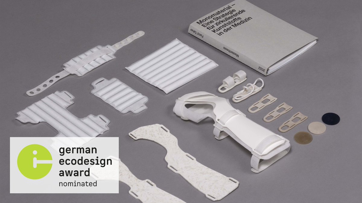 Nominated in the category #youngtalent:

PP Mono wrist orthoses &amp; finger splints by Farid Taher from @burghalle,show:#medical #products made of single polymer are possible.
More info:bundespreis-ecodesign.de/de/gewinner/20…

#BPEco #BundespreisEcodesign #GermanEcodesignAward #nominee #chancetowin