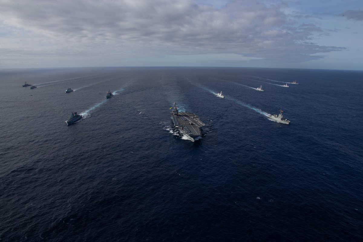 #Warship78 transited the #Atlantic with #NATO allies in formation. 🇺🇸🇪🇸🇳🇱🇨🇦🇩🇰🇩🇪🇫🇷 The #USSGeraldRFord strike group is conducting #SilentWolverine in the Eastern Atlantic ocean. #StrongerTogether #NATOPartnership @USNavy @US2ndFleet @USNavyCNO