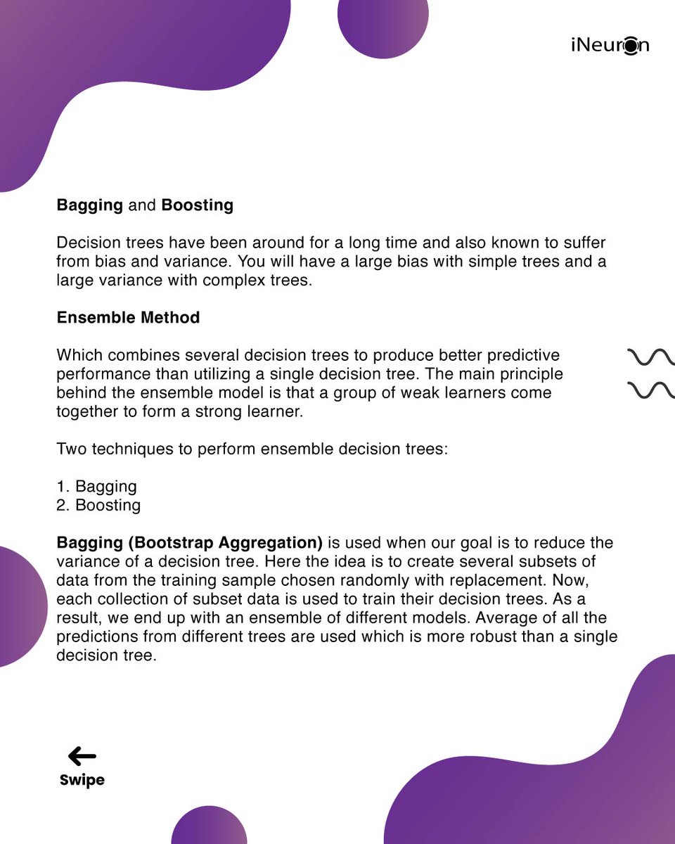 ineuron_ai's tweet image. Data Science Interview Question ( Part 2 ) #question10 

To learn more about data science, register yourself in job Guarantee full stack Data Science Bootcamp 2.0 and get 30% Special Discount.

Apply Discount Code: PRIYAG30
ineuron.ai/course/Full-St…

#datascience #interviewtips