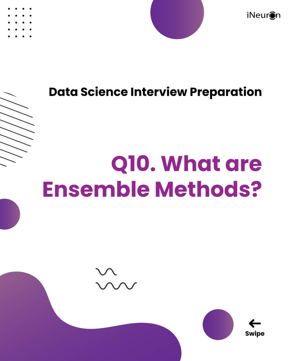 ineuron_ai's tweet image. Data Science Interview Question ( Part 2 ) #question10 

To learn more about data science, register yourself in job Guarantee full stack Data Science Bootcamp 2.0 and get 30% Special Discount.

Apply Discount Code: PRIYAG30
ineuron.ai/course/Full-St…

#datascience #interviewtips