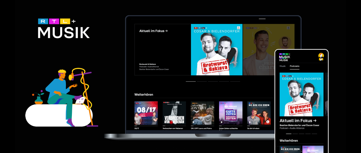 DWDL's tweet photo. Die schon lange angekündigte Verschmelzung von Audio Now mit RTL+ rückt näher: Ab der kommenden Woche umfasst die RTL+ Musik-App auch zahlreiche Podcast-Angebote. Dafür holen die Kölner auch bekannte Marken teils exklusiv zu sich. https://t.co/RdLvD8douL https://t.co/BkjbRJYhl1