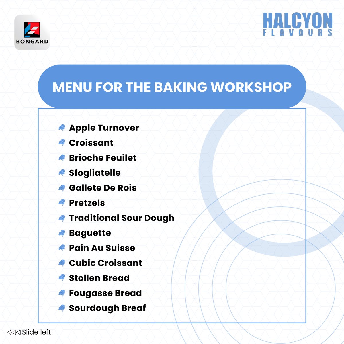 FlavoursHalcyon's tweet image. The #bakingworkshop at #Roast24Seven begins today! We welcome professional Baker Mr. Bruno Dinel to discuss international #pastry &amp;amp; #bakeryrecipes. Here is the #menu for the workshop, to get more details about the #workshop, email us at sales@halcyonflavours.com

#BakeryWorkshop