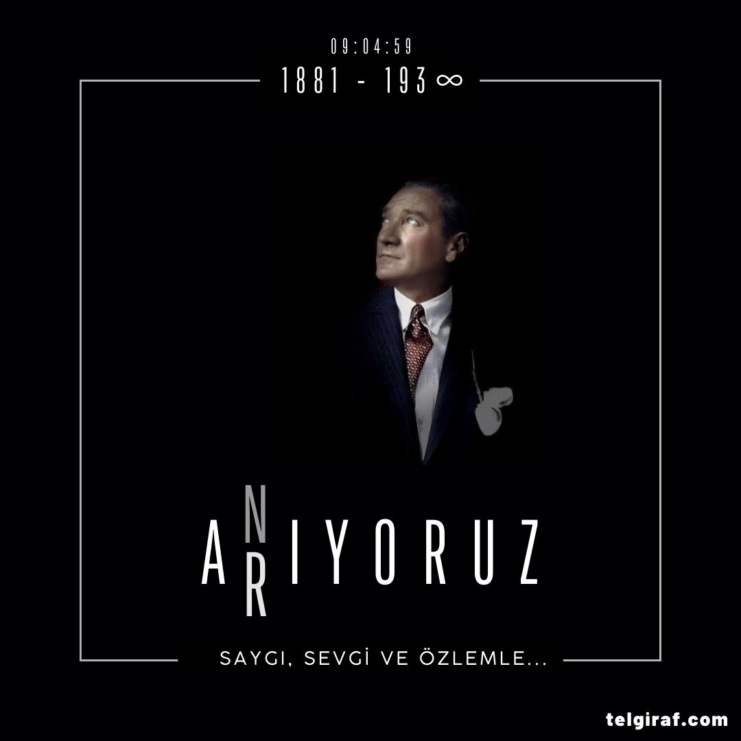 Olmasaydın, olmazdık! ♥️
Cumhuriyetimizin kurucusu büyük önder Gazi Mustafa Kemal Atatürk'ü aramızdan ayrılışının 84. yılında saygı, sevgi ve özlemle anıyoruz.

#telgirafcom #10kasım #mustafakemalatatürk #dokuzubeşgeçe