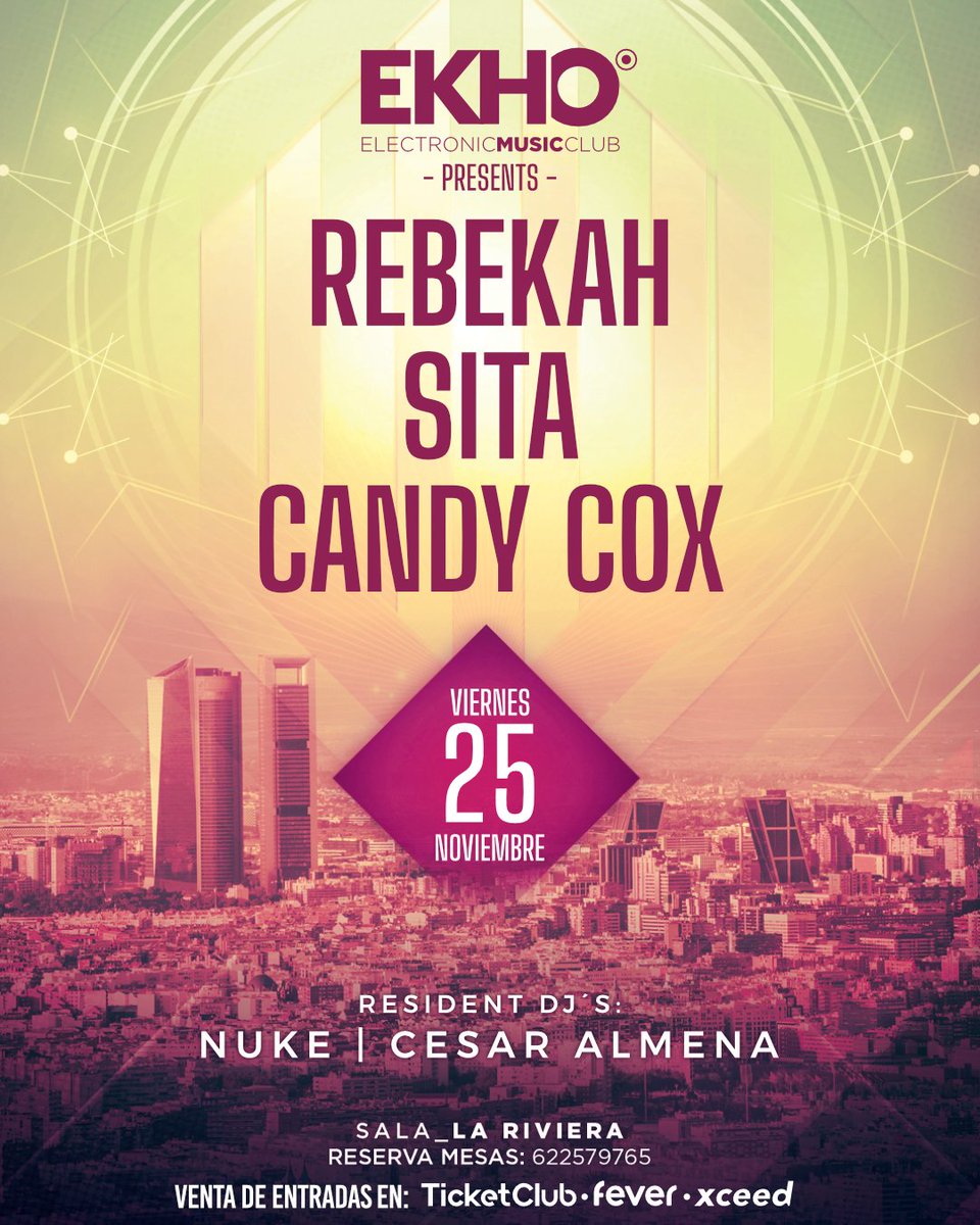 fabrikdiscoteca's tweet photo. 😌 No hagáis planes para este próximo 25 de noviembre porque volveremos a sacarte de casa en Ekho Club 🚧 El #techno vuelve a La Riviera en una noche en la que contaremos con la revolución de Rebekah, Sita y Candy Cox ⚔️ https://t.co/I5NSIKYIL9

#techmo #ekhoclub #madrid https://t.co/UgMz4Jbqw6