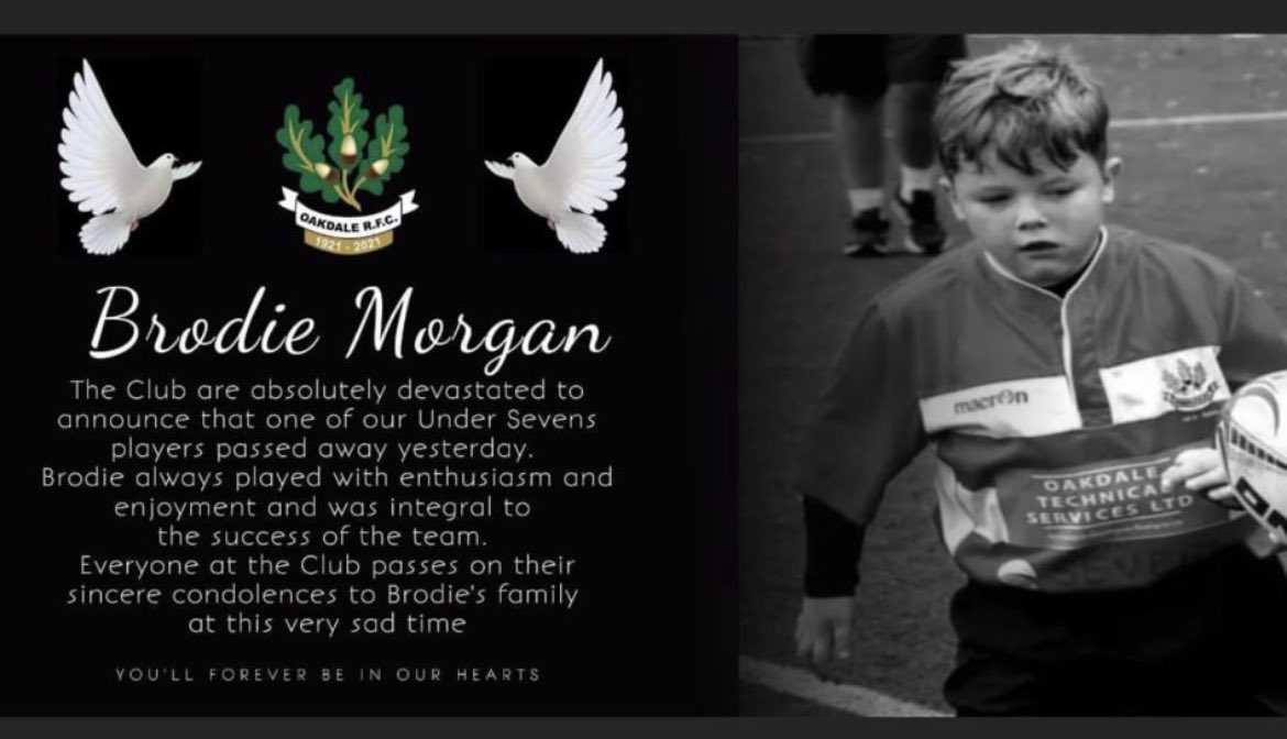 Everyone at Ynysddu would like to send their thoughts and prayers to the family and friends of young Brodie of <a href="/OakdaleRFC/">Oakdale RFC</a> awful news! #rugbyfamily