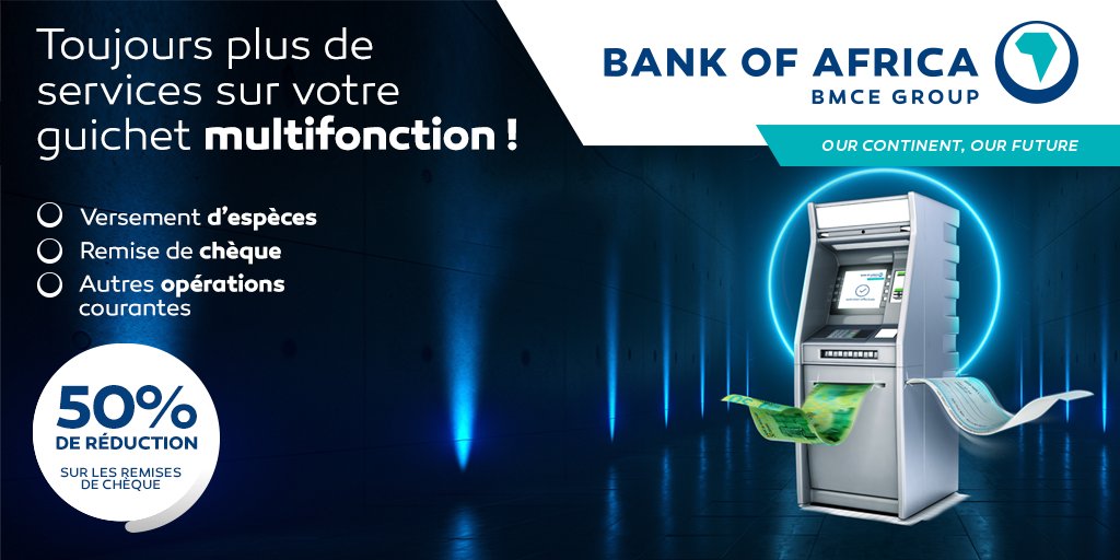 Bank_OfAfrica's tweet image. Gagnez du temps et faites vos opérations sur votre guichet #Multifonction !  
Profitez aussi de 50% de réduction sur la remise de vos chèques !
 
#BANK_OF_AFRICA #OurContinent_OurFuture #Banque_Connectée