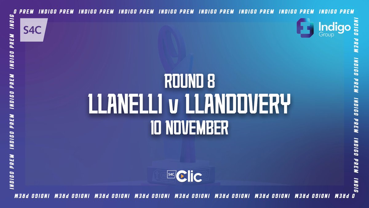 IndigoGroup's tweet photo. Round 8 of the Indigo Group Premiership 🏉

Tonight's match is....🟣 
@LlanelliRFC v @llandoveryrfc
📆 Thursday 10th November 22
🕝 Kick Off 7:30pm
📍 Parc y Scarlets

Can't make the game? Watch on S4C Clic S4C Chwaraeon 📺 #IndigoPrem https://t.co/XDHK1XFZS3