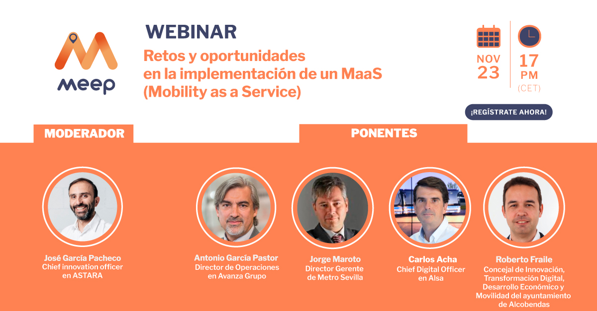 📣 <a href="/BeMeeper/">Meep</a> #Webinar ¿Cuáles son las claves para implementar soluciones de movilidad conectada de manera exitosa?
 
🗓️23 de noviembre
🕓17:00 horas (CET)
 
📌Registro: bit.ly/3WoLFOT 
ℹ Más información: bit.ly/3h4JobF