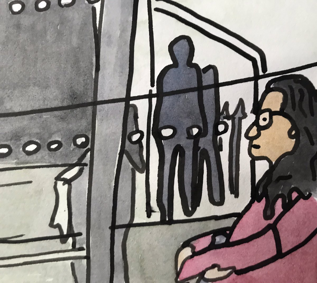 frankkiely's tweet photo. Today’s #sketch is from 1/11/22 is #figures outside @imperialcollege
#ExhibitionRoad #London #SW7 #Albertopolis I thought I saw the ghost of #QueenVictoria beside me… im the black figure in the reflection
#painting #watercolor #watercolour #Acrylic #Marker #Pen on paper https://t.co/dB8zjH8oTP