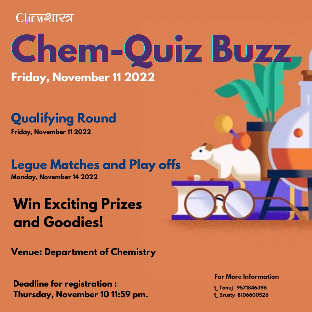ChemShastra's tweet photo. Hello Chemistry enthusiasts.
After spending a splendid Diwali break, Chemshastra is here to make sure you didn’t forget your own major😉. Hop on to see how well you know your chemicals. If you ace it a million dollars won't fall from the sky but you’ll definitely be awarded. https://t.co/mrsubFbgOJ