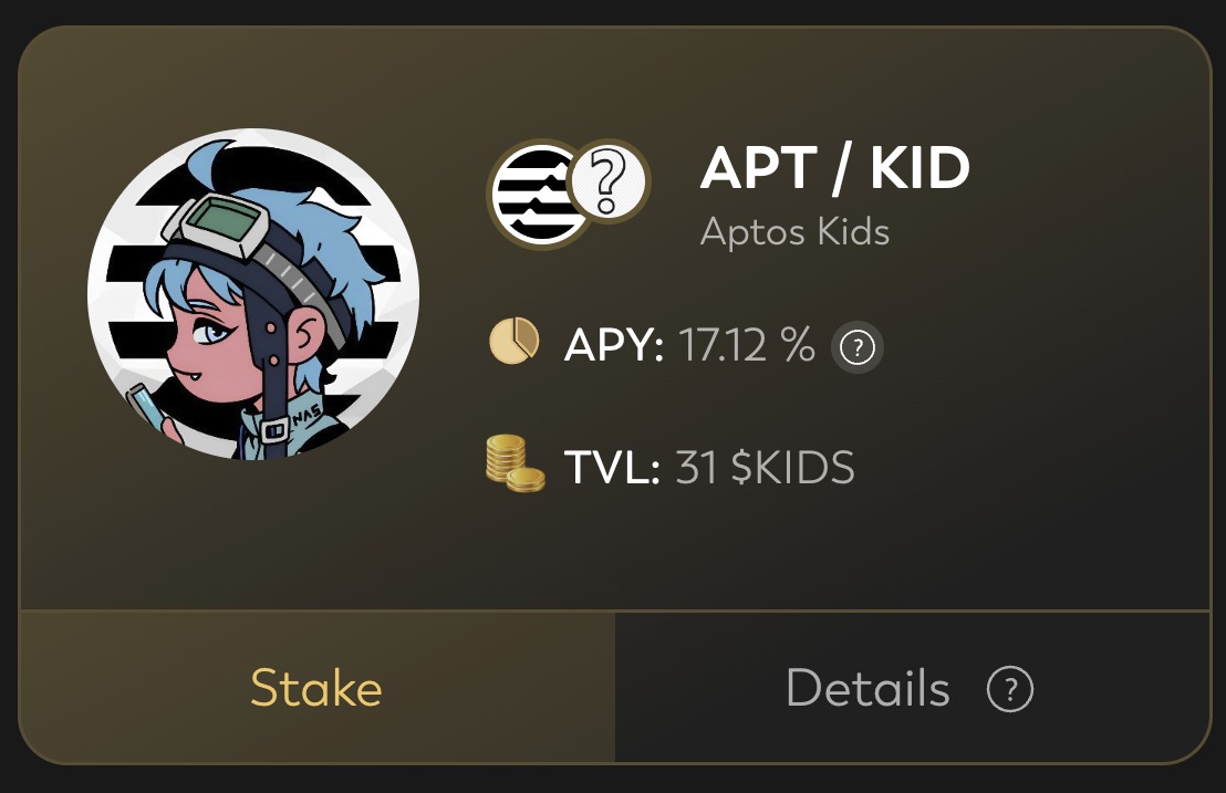 AptosKids's tweet image. We will help our holders get through this negative period with utility features of our NFTs, the first one: STAKING 💰

Keyword: VALUE💎

Do you want to be part of the KIDS?🔥
2 FREE MINT | Like, RT &amp;amp; TG 2 FRENS ❤️

#FreeMint #AptosNFTs