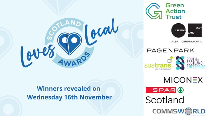 Good luck to those shortlisted for the Scotland Loves Local Awards 2022 - the winners will be revealed on the 16th November!

Find out more via
lovelocal.scot/awards/

#ScotlandLovesLocalAwards #SLLAwards