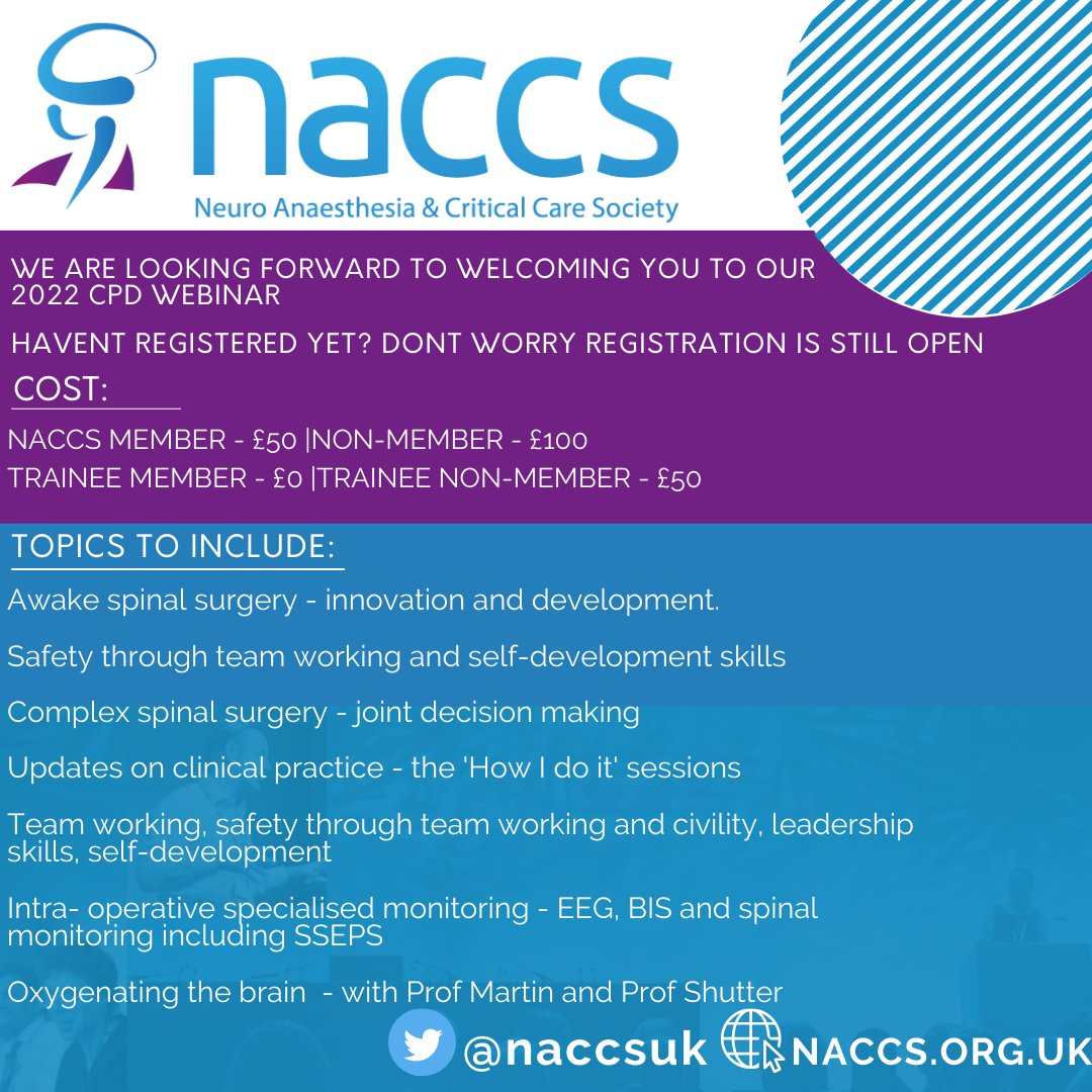 🄽🄰🄲🄲🅂 (@naccsuk) on Twitter photo NACCS CPD Webinar!
SAVE THE DATE: 17th November 2022!
Or access the content later!
Register now at ow.ly/pr5I50LrJ5g
<a href="/RCoANews/">Royal College of Anaesthetists</a> <a href="/ISNACCINDIA/">ISNACC</a> <a href="/SNACCNeuro/">SNACC</a> <a href="/neurocritical/">Neurocritical Care Society</a> <a href="/OxfordNeuroCrit/">𝙊𝙭𝙛𝙤𝙧𝙙 𝙉𝙚𝙪𝙧𝙤𝘾𝙧𝙞𝙩𝙞𝙘𝙖𝙡 𝘾𝙖𝙧𝙚</a> <a href="/QSNeuroanae/">QSNeuroanaesthesia</a> @SNCC40145044 NACCS CPD Webinar!
SAVE THE DATE: 17th November 2022!
Or access the content later!
Register now at ow.ly/pr5I50LrJ5g
<a href="/RCoANews/">Royal College of Anaesthetists</a> <a href="/ISNACCINDIA/">ISNACC</a> <a href="/SNACCNeuro/">SNACC</a> <a href="/neurocritical/">Neurocritical Care Society</a> <a href="/OxfordNeuroCrit/">𝙊𝙭𝙛𝙤𝙧𝙙 𝙉𝙚𝙪𝙧𝙤𝘾𝙧𝙞𝙩𝙞𝙘𝙖𝙡 𝘾𝙖𝙧𝙚</a> <a href="/QSNeuroanae/">QSNeuroanaesthesia</a> @SNCC40145044