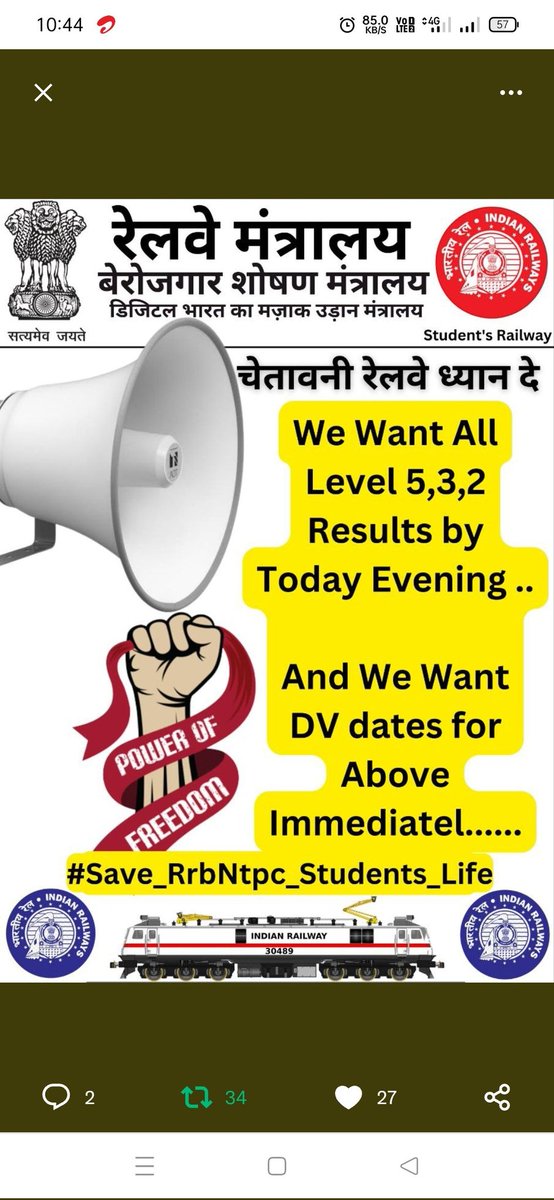 AtulGarg75's tweet photo. Publish the result
#RRB_NTPC_RESULTDO
@PMOIndia 
@RailMinIndia 
@AshwiniVaishnaw https://t.co/c7m01cobno