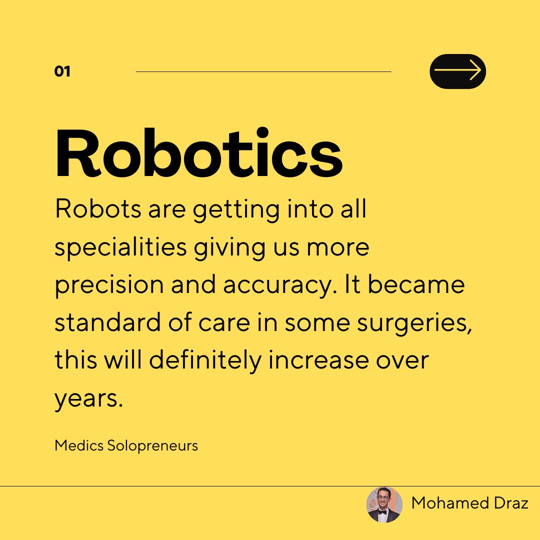 MSDraz's tweet photo. You want to keep up-to-date?
Keep an eye on these evolving technologies.

These will be the future of healthcare and your chances of using it in the near future is very high.

What else would you add to this list?
#MedicsSolopreneurs #MagicalMix #contentcreation https://t.co/ocjBrNGACQ