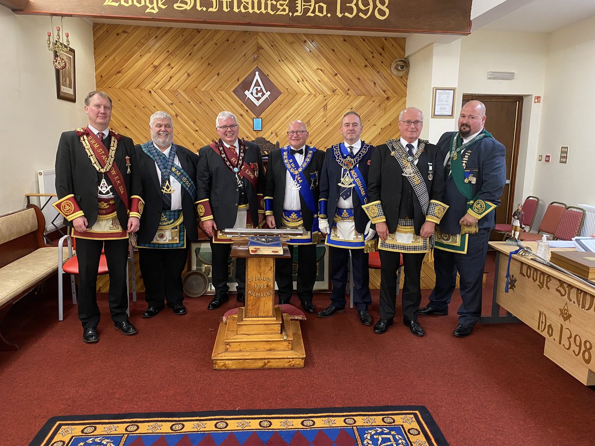 An excellent meeting at Lodge St Maurs, Kilmaurs No 1398 last night when Union 244 conferred a FC Degree, also an impressive turnout of reigning RWMs. Thanks to all for your support.