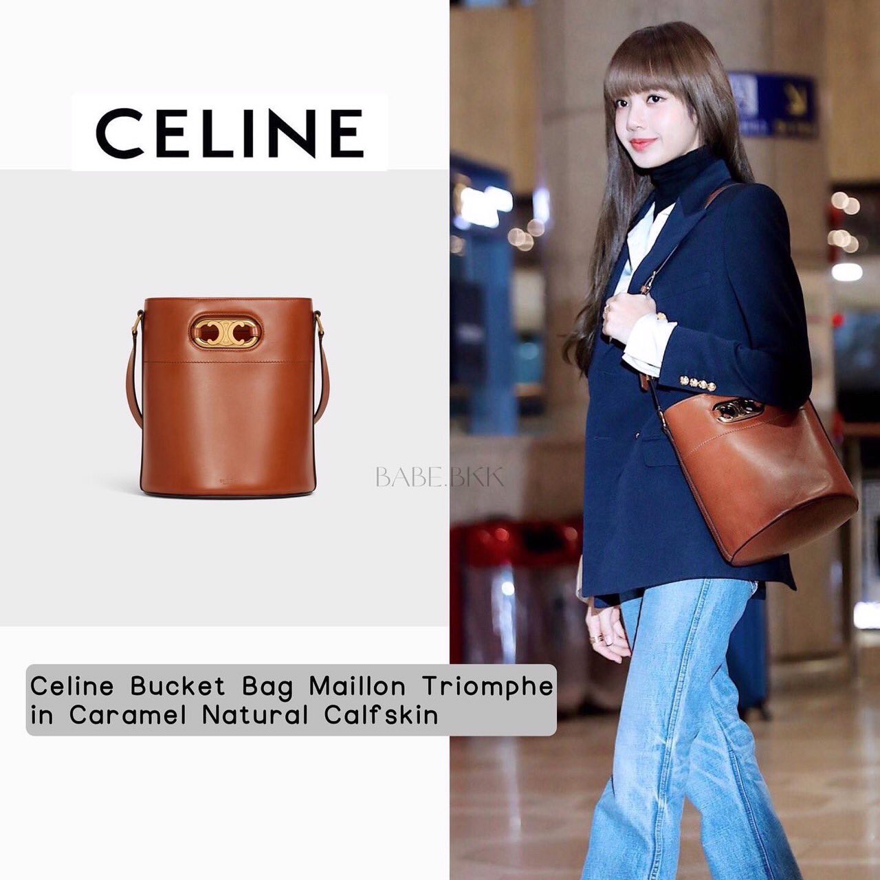 ClaireVia on X: CELINE Bucket Bag Maillon Triomphe in Caramel