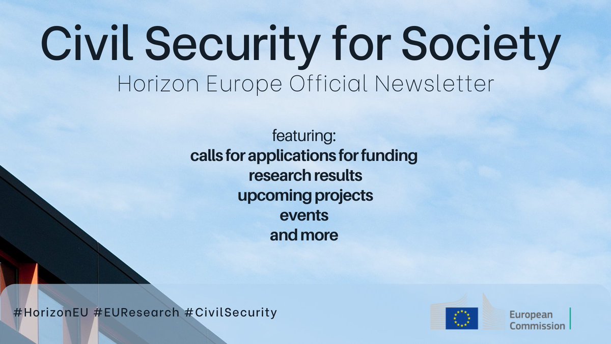 The Civil Security for Society #newsletter is out!✉️

Received it? Read about: 
⏺️#HorizonEU Security calls closing on Nov 16 &amp; 23
⏺️Research on #cybersecurity &amp; #disasters 
⏺️Events 
⏺️&amp; more 

Didn't? 
▶️Subscribe: europa.eu/!NdYg4V
▶️Read it here: europa.eu/!chGC3T