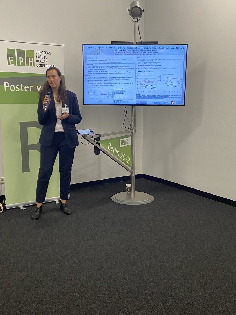 health_tu's tweet photo. Improving population health, both its level, and equity, is a major goal of health systems. How does Germany perform regarding this goal? Our colleague @AchKat5 is presenting the first insights into our #HSPA pilot project at the #EPH2022 conference #MiGatEPH https://t.co/Yxhn9PYofP