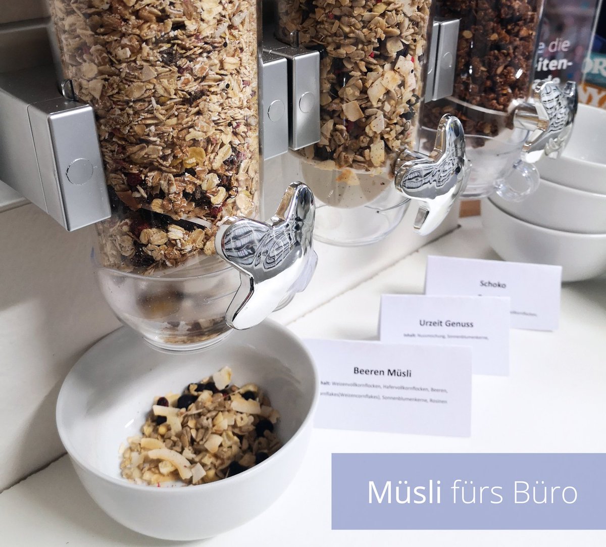 Wie startest Du in den Tag? ☀️☕

Bei uns gibt es jetzt eine Auswahl an Müsli mit Milch oder Joghurt für unsere Kollegen. Für den perfekten Start in den Tag oder auch den kleinen Hunger zwischendurch. 😉

#mitarbeiterzufriedenheit #müsli #benefit #worldofedv