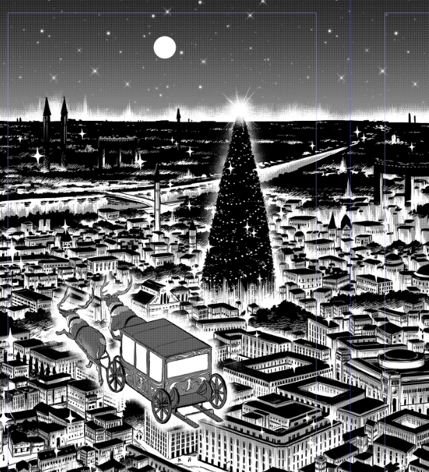 11月25日の月刊アクションに載る「月出づる街の人々」はクリスマス回です!!🎄🦌☺!背景、気合い入ってます!!是非読んでください～!!! 