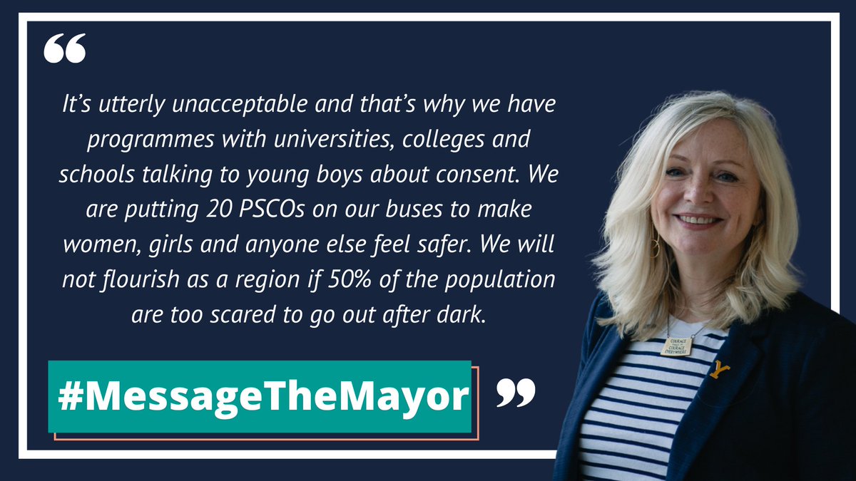 MayorOfWY's tweet photo. We do have an issue around violence in society and I do get it isn't all men but I would say to the men who are listening - please be our ally, please call out your mates on sexist behaviour. Just think if it was your sister or your mum and don't be afraid to speak up. https://t.co/qmFhtdfrpP