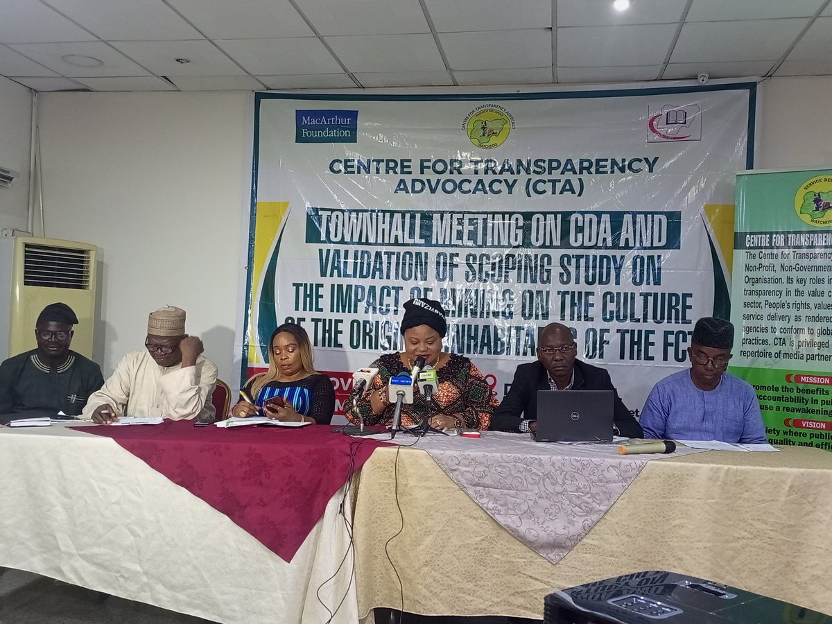 PeaceFront Youth (@peacefrontyouth) on Twitter photo Centre for Transparency Advocacy (CTA) <a href="/Cta_Abj/">Centre For Transparency Advocacy (CTA)</a> holds townhall meeting on CDA and Validation of scoping study on the impact of mining on the culture of the original inhabitants of the FCT! <a href="/Maclincoln8/">Mac Lincoln</a> <a href="/nigeriaeiti/">NEITI Nigeria</a> <a href="/PWYPNigeria/">PublishWhatYouPayNig</a> Centre for Transparency Advocacy (CTA) <a href="/Cta_Abj/">Centre For Transparency Advocacy (CTA)</a> holds townhall meeting on CDA and Validation of scoping study on the impact of mining on the culture of the original inhabitants of the FCT! <a href="/Maclincoln8/">Mac Lincoln</a> <a href="/nigeriaeiti/">NEITI Nigeria</a> <a href="/PWYPNigeria/">PublishWhatYouPayNig</a>