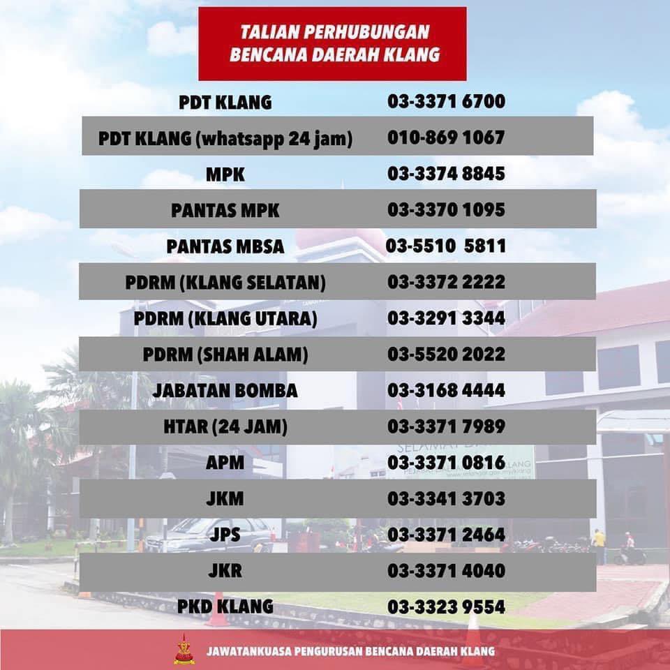 AmirudinShari's tweet image. Beberapa kawasan di Kapar dan Meru dilaporkan dinaiki air. Aset dan jentera dari pihak Bomba dan Penyelamat sedang digerakkan. Pihak PBT dan Jkuasa Bencana Daerah bersiap sedia. Berikut disertakan nombor-nombor penting di Daerah Klang utk kecemasan.