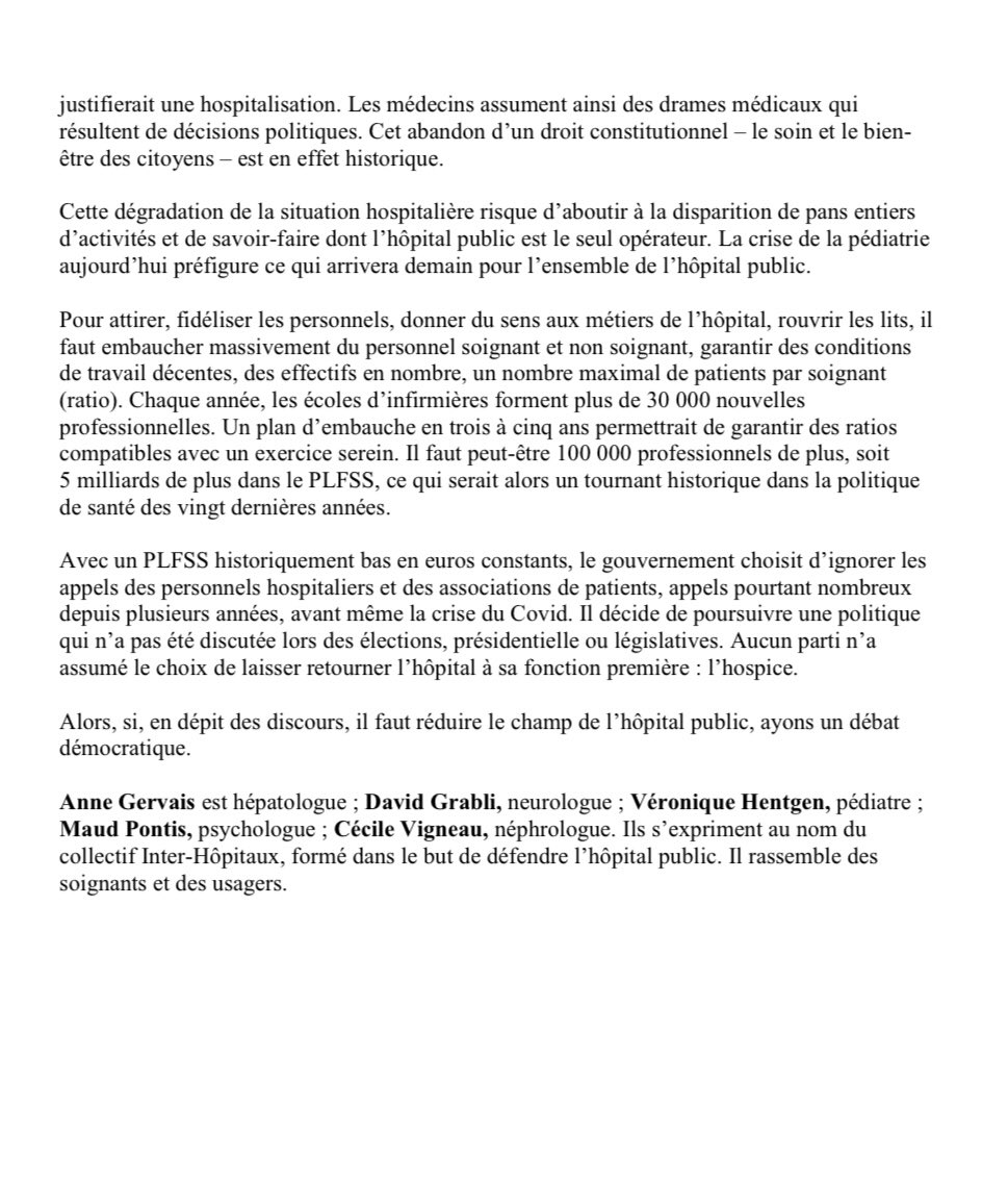 La tribune du <a href="/CollectInterHop/">COLLECTIF INTER-HOPITAUX</a>