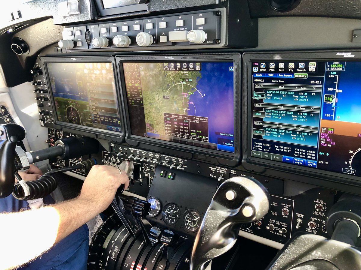 FRONT SEAT: Welcome to the cockpit of VH-AMQ, one of our Beechcraft King Air 350 planes, being piloted by Ollie on a flight from Mascot to Lismore today to collect a patient. #NSWAmbulance