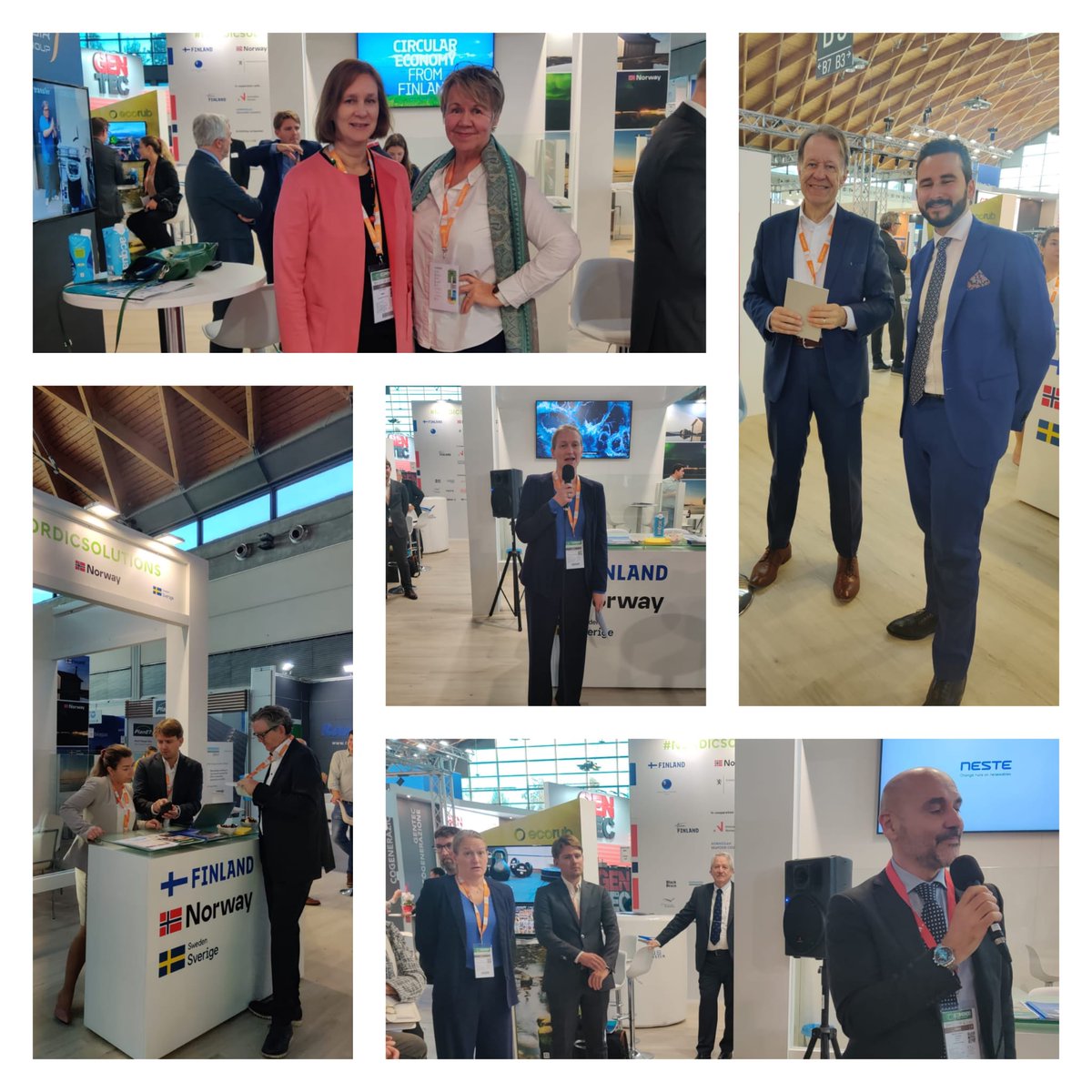 FinlandinItaly's tweet photo. 🇫🇮🇸🇪🇳🇴 @Ecomondo: @SilvaPaananen (Embassy of 🇫🇮 in Rome and Birgitte Kankaro (Consulate in Milan), represent #NordicSolution at #Ecomondo together with Finnish companies @valmetglobal @NesteGlobal @blackbruinoy @ecosir_group and Nordic colleagues @swedeninitaly @NorwayAmbItaly https://t.co/5GISl5jcOk