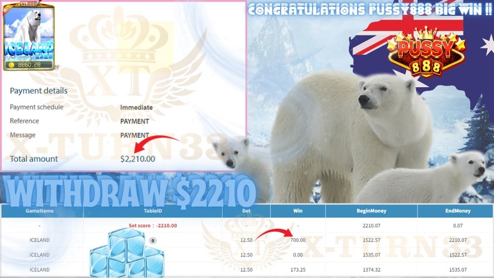 Xturn33's tweet photo. 🎮Product : PUSSY888 
🎰Game Tips : ICELAND
💵Withdraw :  AUD 2210

► Player Deposit AUD 100
► Player Make Withdraw AUD 2210

Lowest Offers In Market  
Low Bonus Low Risk High Return

Find Us On
WhatsApp -bit.ly/X33Cs6TLG6
Telegram - https://t.co/0EtmLFeBfl https://t.co/nnXARmYLJd