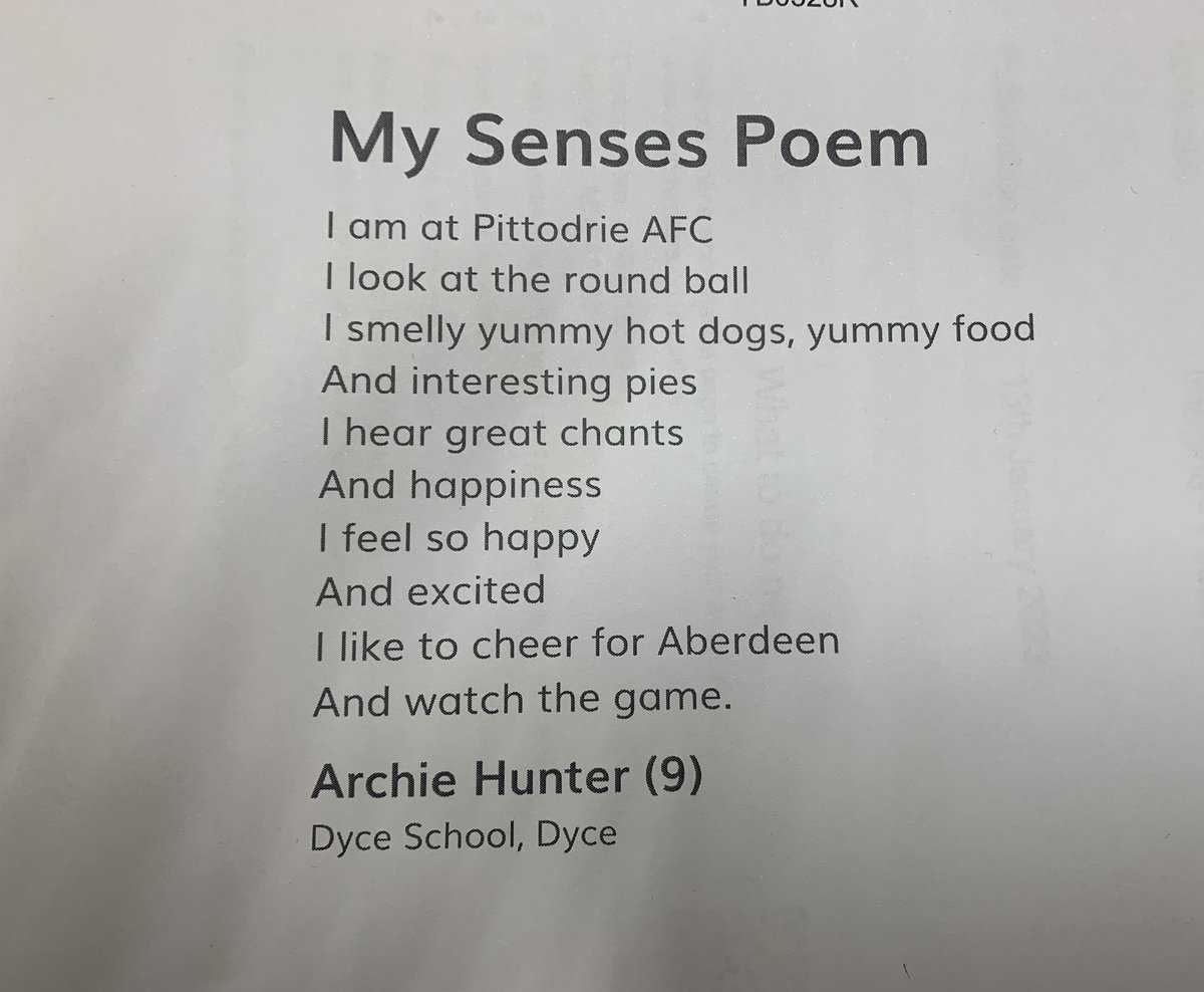 Yay Archie! 👏   In true Archie form, I get the certificate scrunched up and a footprint on it 🙄, but he has had a poem selected to be published. Again in true Archie form - the poem is Aberdeen Football themed!   “Interesting pies” 😂😂😂😂😂 <a href="/AberdeenFC/">Aberdeen FC</a>