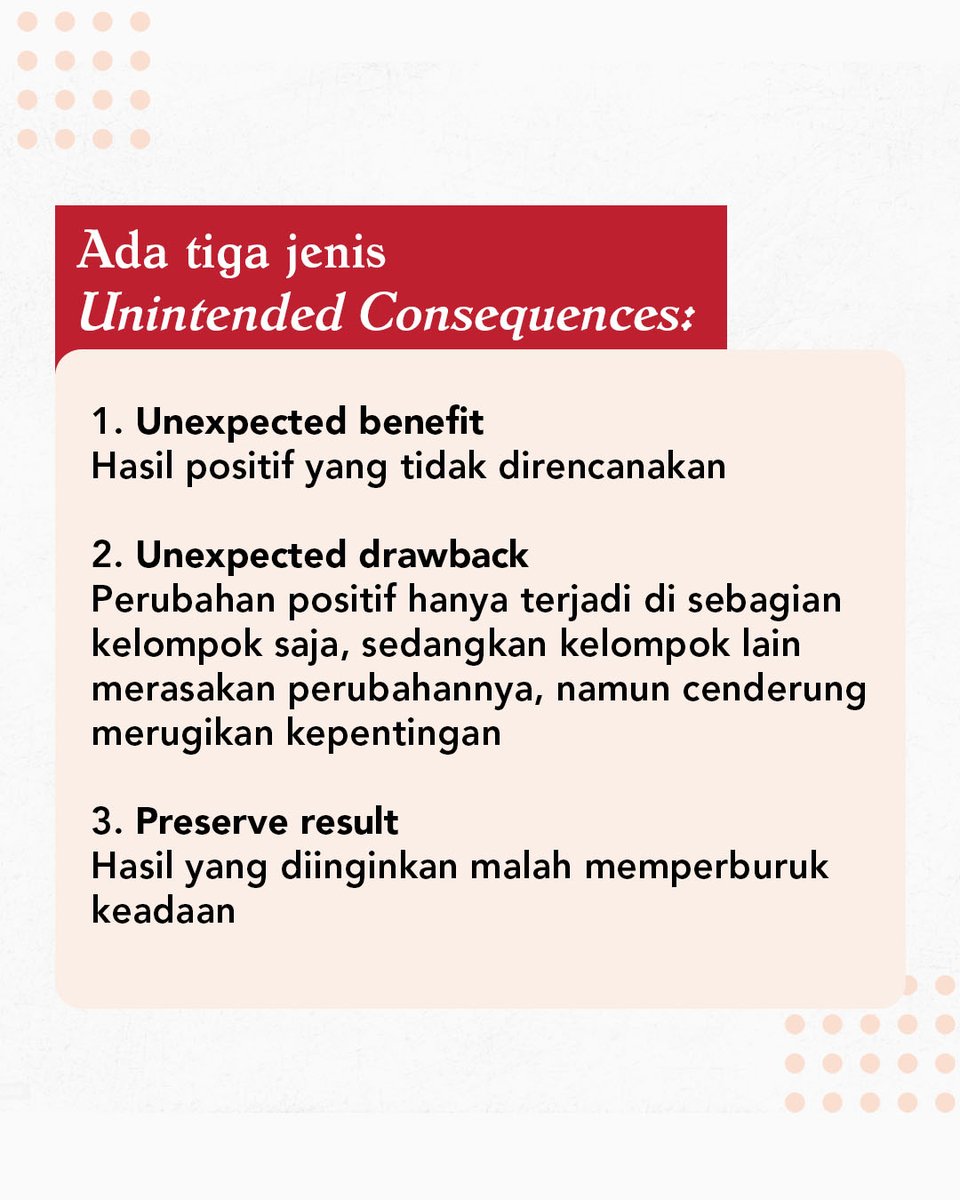 cips_id's tweet photo. Kok bisa ya, beberapa kebijakan yang seharusnya menyelesaikan masalah justru malah melahirkan masalah baru lagi?
Mari berkenalan dengan istilah Unintended Consequence di #ThinkTankThursday kali ini! Geser untuk tahu penjelasannya! https://t.co/EcWekxRXO6