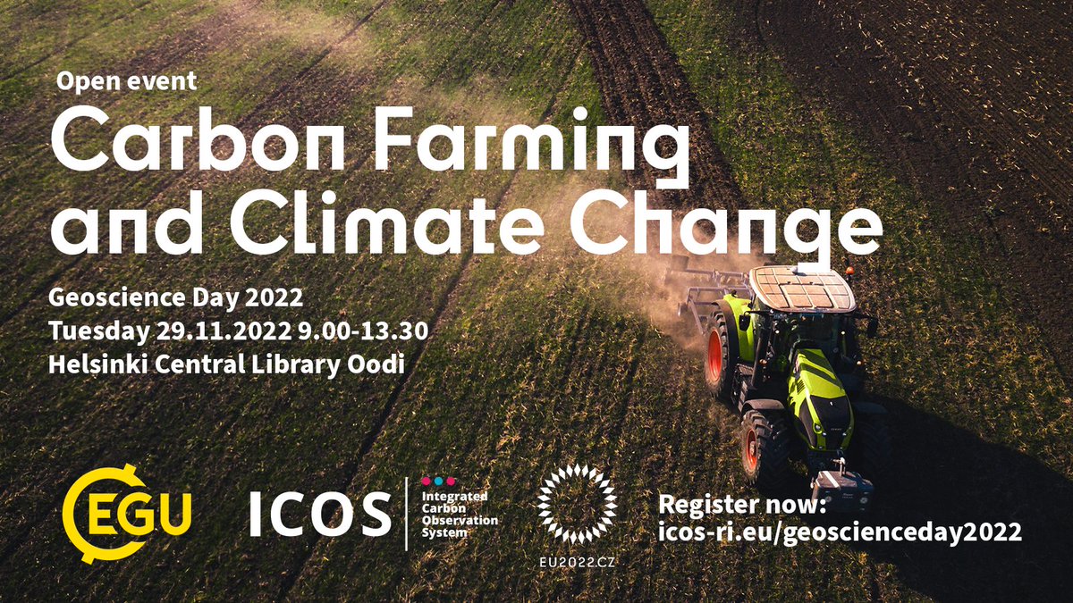 ICOS RI (@icos_ri) on Twitter photo What are the possibilities of Carbon Farming? Join Geoscience Day in Helsinki, Finland to learn more. Speakers include experts from @MzeCr <a href="/mmm_fi/">MMM</a> @BSAG_ @LukeFinlandInt <a href="/SYKEint/">Finnish Environment Institute (Syke)</a> and <a href="/IlmaTiede/">Ilmatieteen laitos</a>.
➡️See the programme and register now: bit.ly/3NSaHSO What are the possibilities of Carbon Farming? Join Geoscience Day in Helsinki, Finland to learn more. Speakers include experts from @MzeCr <a href="/mmm_fi/">MMM</a> @BSAG_ @LukeFinlandInt <a href="/SYKEint/">Finnish Environment Institute (Syke)</a> and <a href="/IlmaTiede/">Ilmatieteen laitos</a>.
➡️See the programme and register now: bit.ly/3NSaHSO