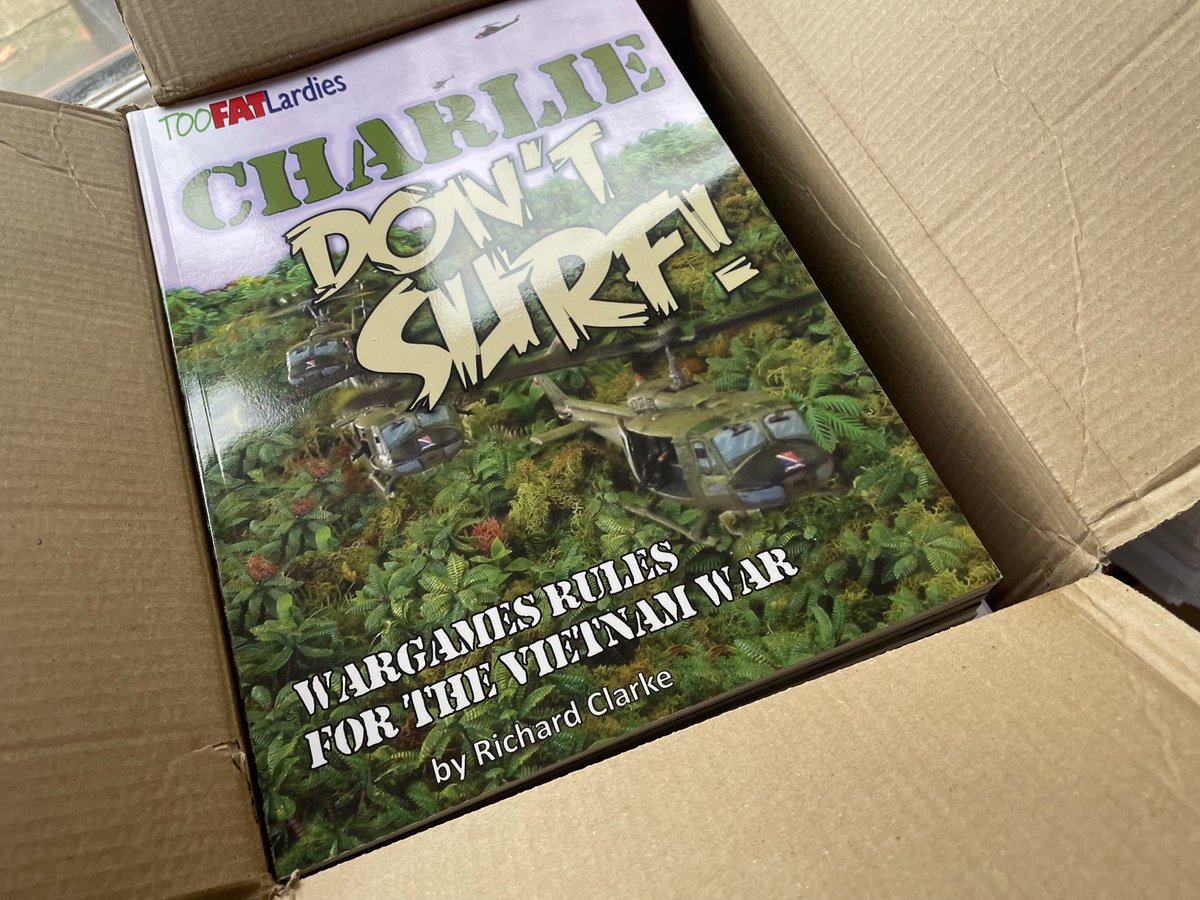 TooFatLardies's tweet photo. A bit of a historic moment on Lard Island as the last box of Charlie Don’t Surf goes on the stick shelves. It’s sad when we retire the older titles to “PDF-only” status, but it’s a commercial reality. Get it while you can. https://t.co/vWbT7lN7ws