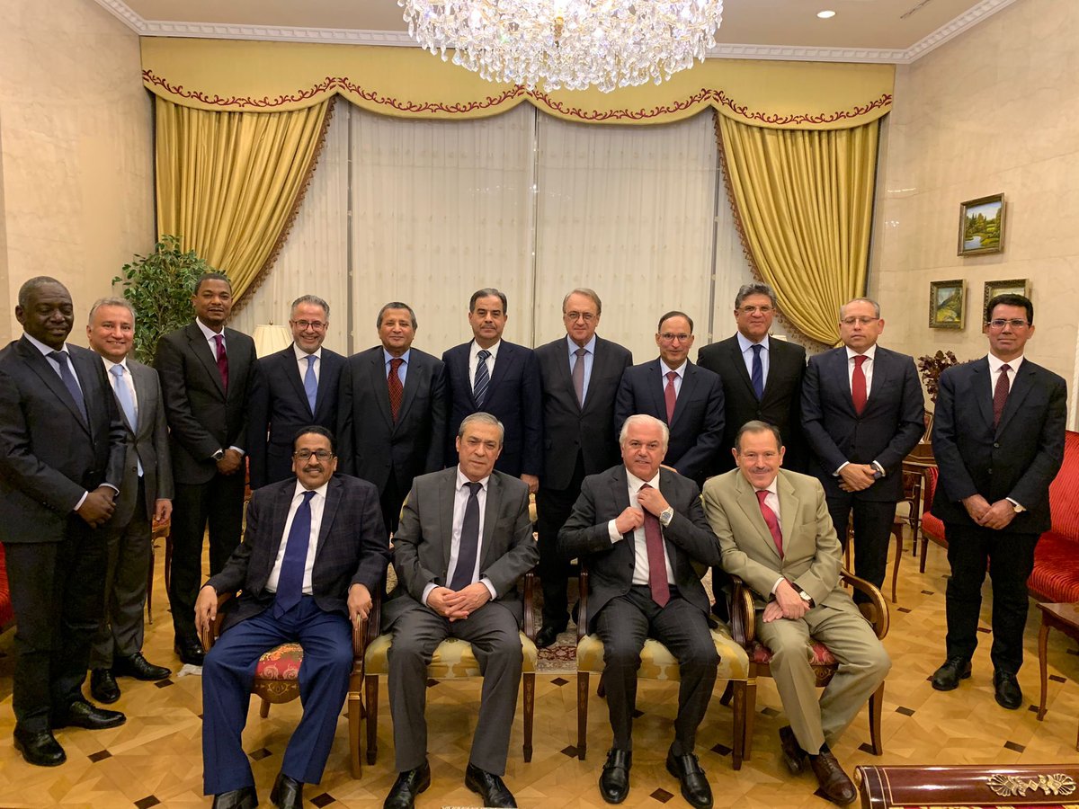 مأدبة عشاء اقامها السفير منصور العتيبي بحضور مبعوث الرئيس الروسي للشرق الاوسط وافريقيا ونائب وزير الخارجية ميخائيل بغدانوف والسفراء العرب