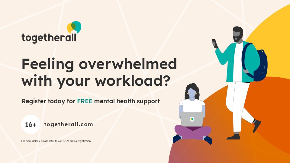 Togetherall is a completely FREE platform which offers support with whatever is on your mind 🧠 Sign up at togetherall.com to discover a world of new resources. Join the community and share your thoughts anonymously, access short courses on a range of topics etc.! 😀