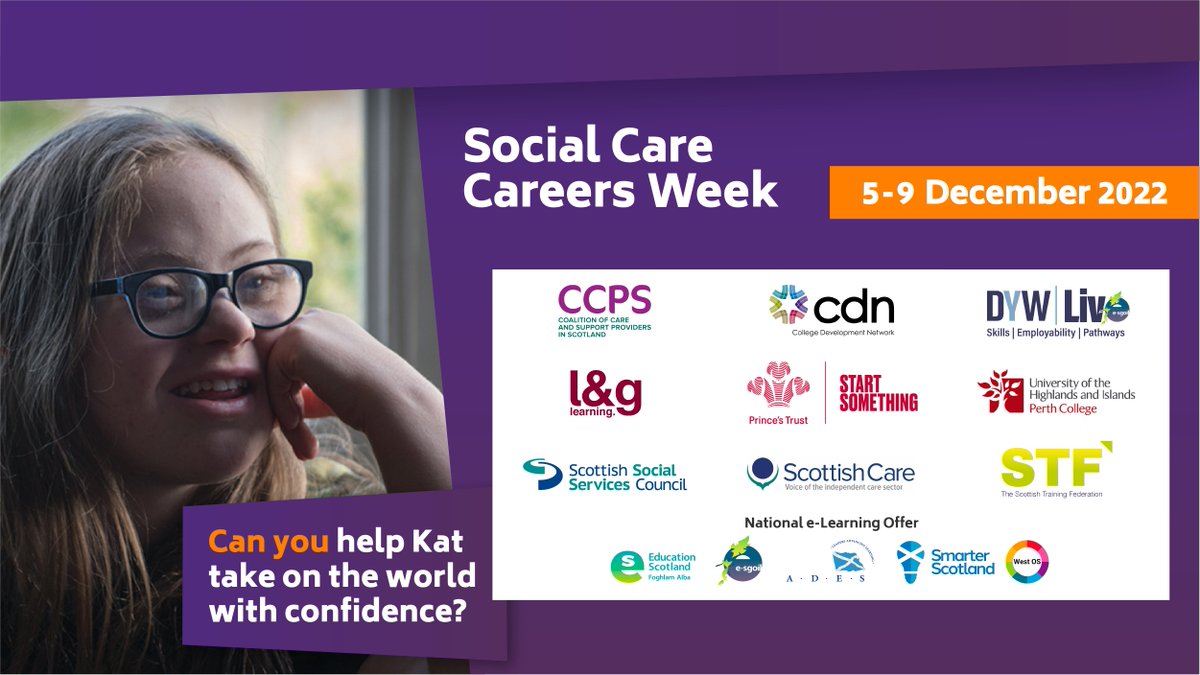 SSSCnews's tweet photo. We are excited to be part of Social Care Careers Week this December. The week will include talks from social care workers, career pathways &amp; the valuable skills that young people can bring to social care. 

https://t.co/6JaURoXSW6  

#LifeChangingWork #DYWLive #NeLO @eSgoil https://t.co/MLACJxFXGl