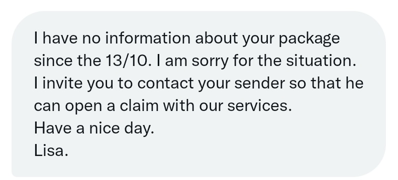 sauont's tweet photo. @Ledger Hi, I made a ledger nano s plus purchase and the service they contracted for the shipment does not have information about the package since 10/13/22. Could you help me with a claim or verify the status, since the parcel asks for a claim from the package. https://t.co/gN3Ixt2ciD