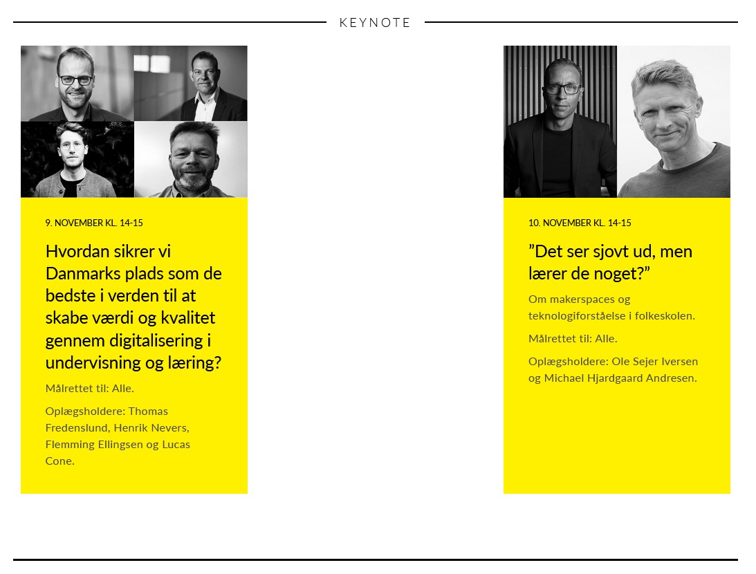 Godt initiativ og spændende program for #digidage, <a href="/UVM_dk/">Børne- og Undervisningsministeriet</a>. Jeg klikker mig selv ind kl. 14 for at høre <a href="/sejer/">S</a> og <a href="/hugin9/">Michael Hjardgaard Andresen</a>. Men har I tænkt over det signal, I sender med jeres valg af keynotes? digidage.dk/program#pageTh… #diversitet