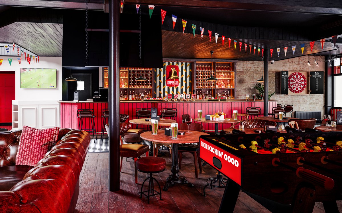 KFC_UKI's tweet image. Chicken’s coming home! ⚽️🍗 

Book your table now at The Colonel's Arms Pub for football, pints and free chicken from #KFCDelivery: eventbrite.com/e/the-colonels…  

We’re also giving away 3 pairs of tickets for opening night. Retweet for a chance to win! T&amp;amp;Cs: kfc.co.uk/colonels-arms