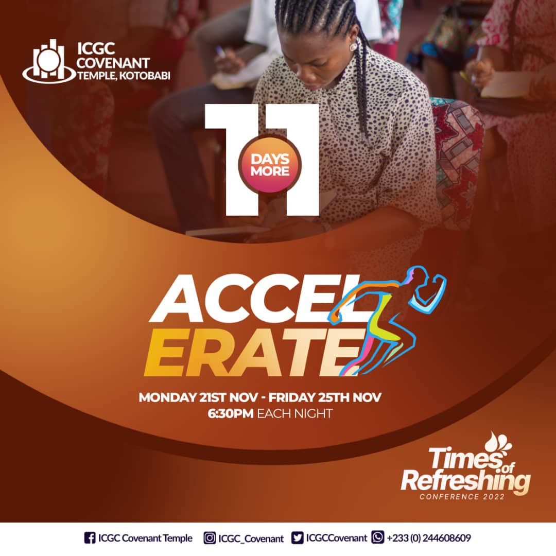 IcgcCovenant's tweet photo. *TIMES OF REFRESHING CONFERENCE 2022*

_I gain understanding from your precepts, therefore I hate every wrong path. - Psalm 119:104 (NIV)_

*It's your time to Catch Up, Take Over and Dominate.*

*11 Days More!*

#TOR22
#WeAreICGC
#TheFutureIsExciting https://t.co/F8D06P7j4N