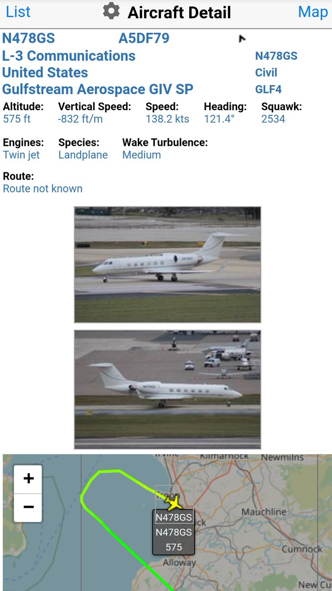 BloodyPolitics's tweet photo. File under Very Interesting. ๐
๐บ๐ธ Civil registered Gulfstream #N478GS on a visit to PIK.
#avgeek #Planespotting
https://t.co/Hqxi9CVvHY https://t.co/5tMJ1okxiy