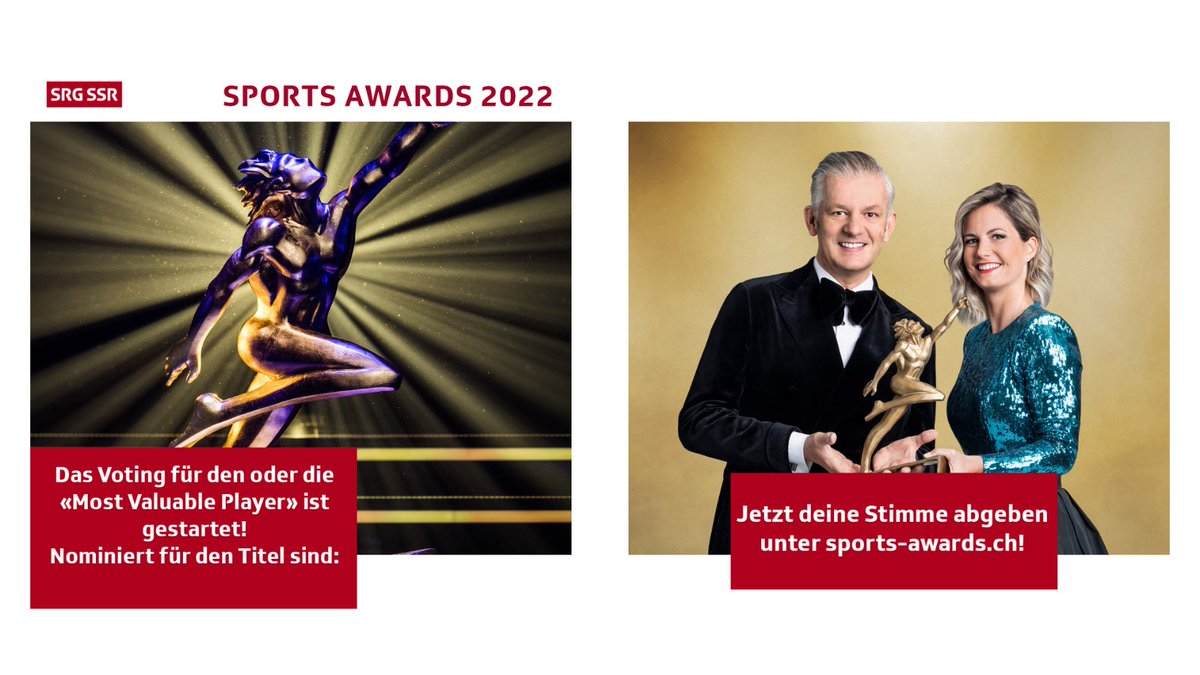 SRGSSR's tweet photo. 💥Sportfans aufgepasst!💥 Das Voting für den Titel «Most Valuable Player» bei den #sportsawards ist eröffnet! Auf https://t.co/15RJn3arxs können Stimmen für die Nominierten abgegeben werden. Der oder die Gewinner:in wird am 11. Dezember in der Live-Sendung gekürt. @srfsport https://t.co/M8Rwf3NN0L
