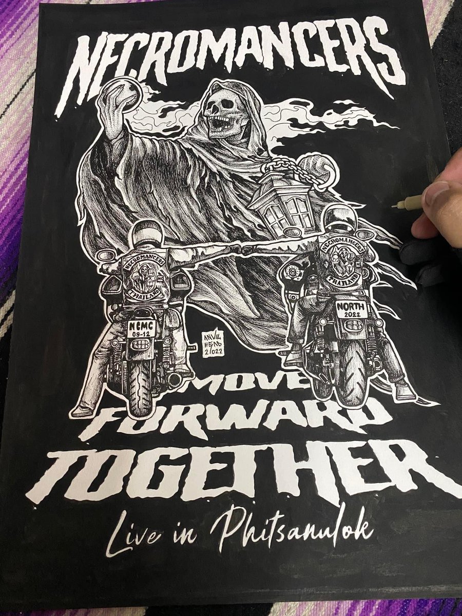 This artwork I did for Necromancers MC Thailand North Chapter. Hope every love this. ✍🏾🇹🇭⚡️⚡️ #anvilhead #artwork #illustration #nft #NFTCommumity #NFTcollections #NftColllectors #NFTartwork