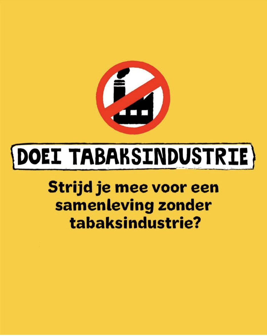 Rookpreventie's tweet photo. Hartstichting, KWF en Longfonds lanceren vandaag het platform ‘Doei Tabaksindustrie’. Voor een wereld zonder tabaksindustrie. 63% van de jongeren wil dat deze misleidende en verslavende industrie verdwijnt uit de samenleving. Daarom zeggen we #doei #doeitabaksindustrie https://t.co/7bQk5qH8g1