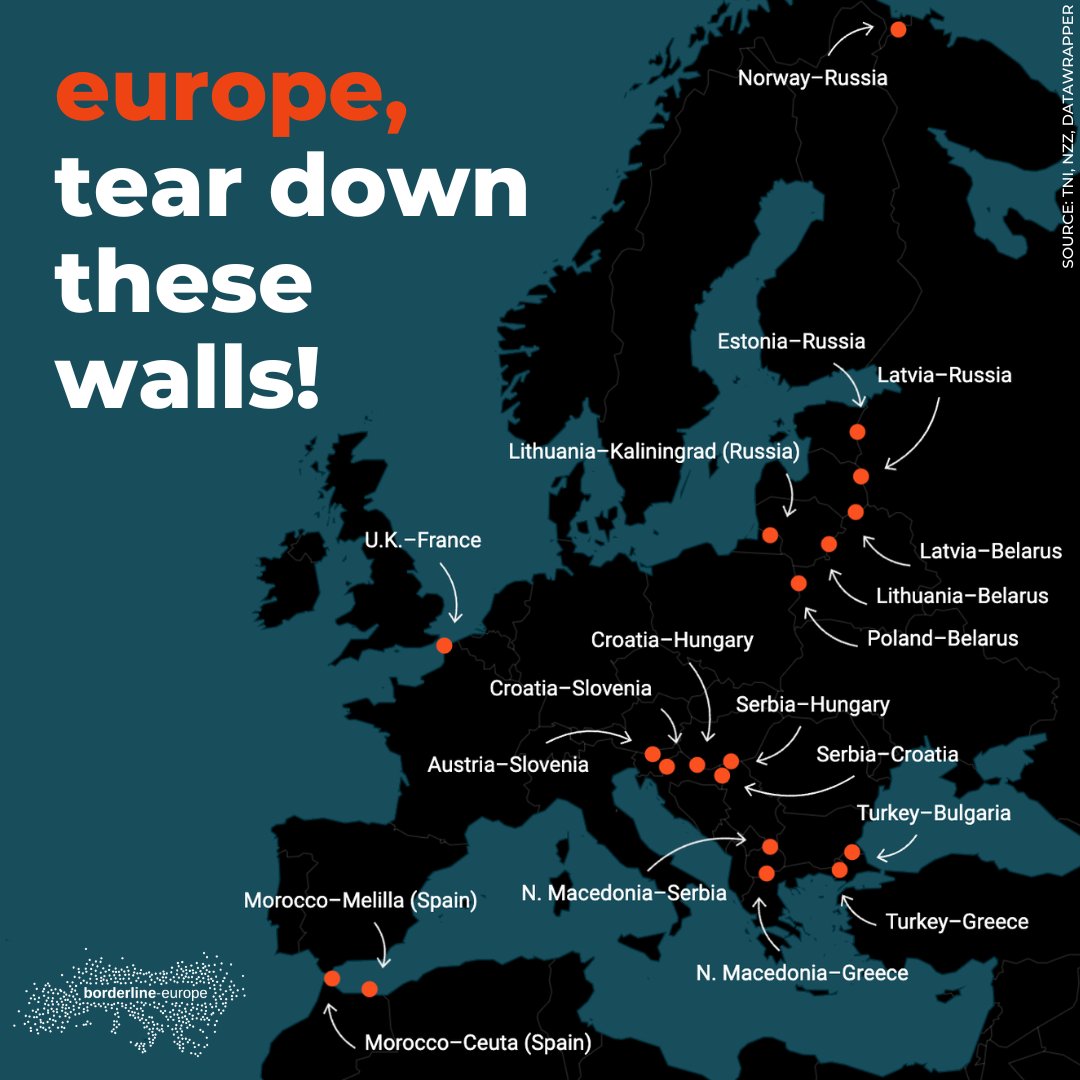 33yrs ago, the Berlin Wall fell. Since then, 19 border walls & fences have been built across Europe, countless ppl injured and killed. The right to free movement remains a privilege for the few. We stand together for a world without walls - from Europe to Mexico and Palestine!